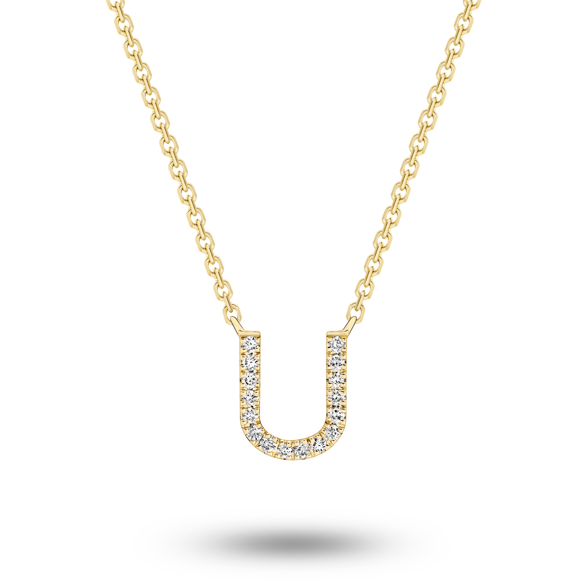 18K Diamond Set Initial U Necklace