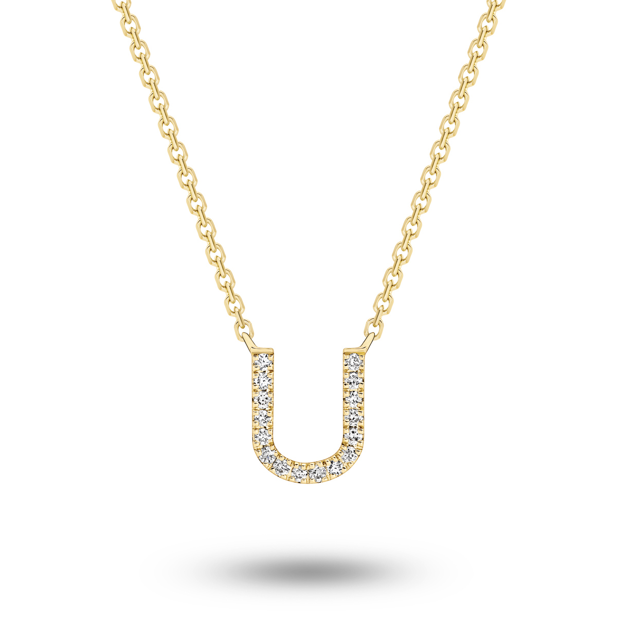 18K Diamond Set Initial U Necklace