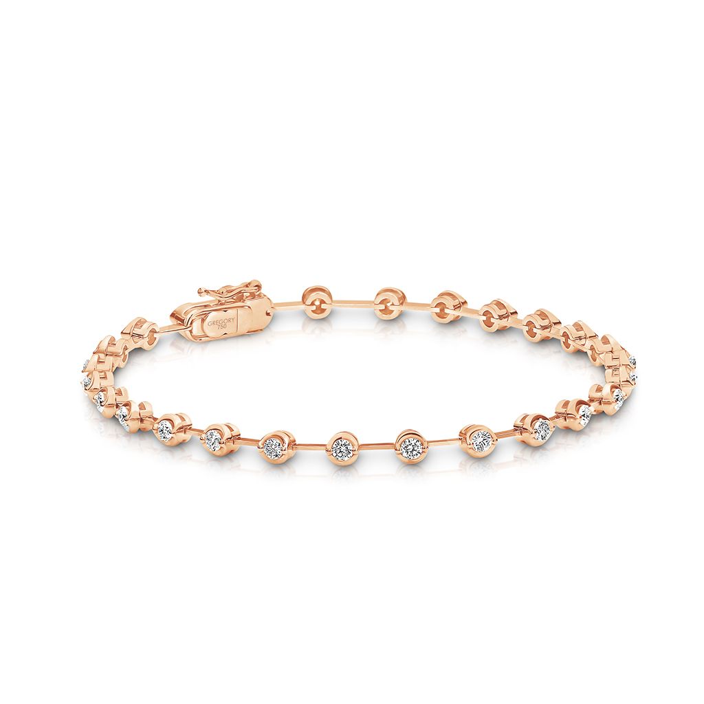 1.00ct Classic Diamond Bar Bracelet Rose Gold