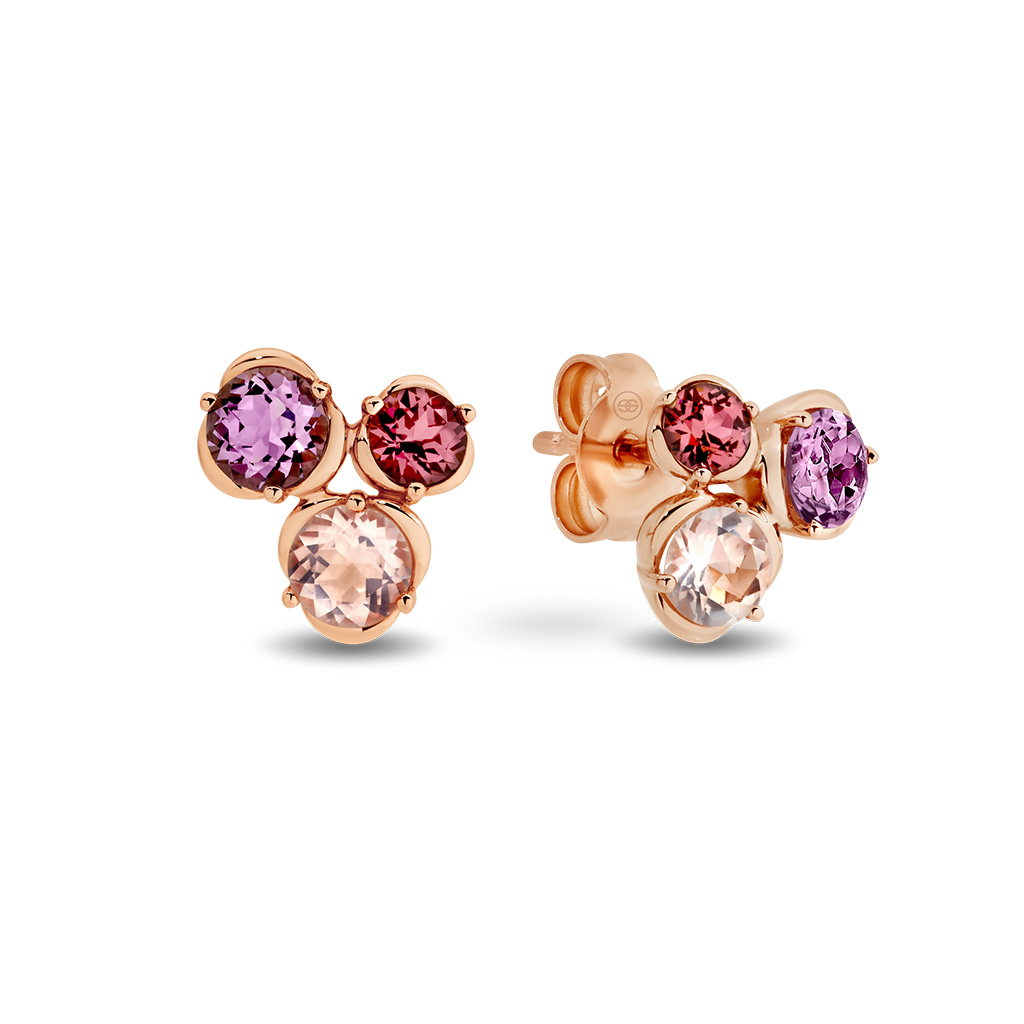 Petite Coloured Stone Trio Stud Earrings