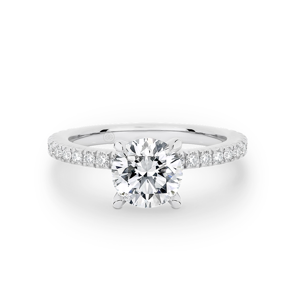 Round Brilliant Diamond Band Engagement Ring