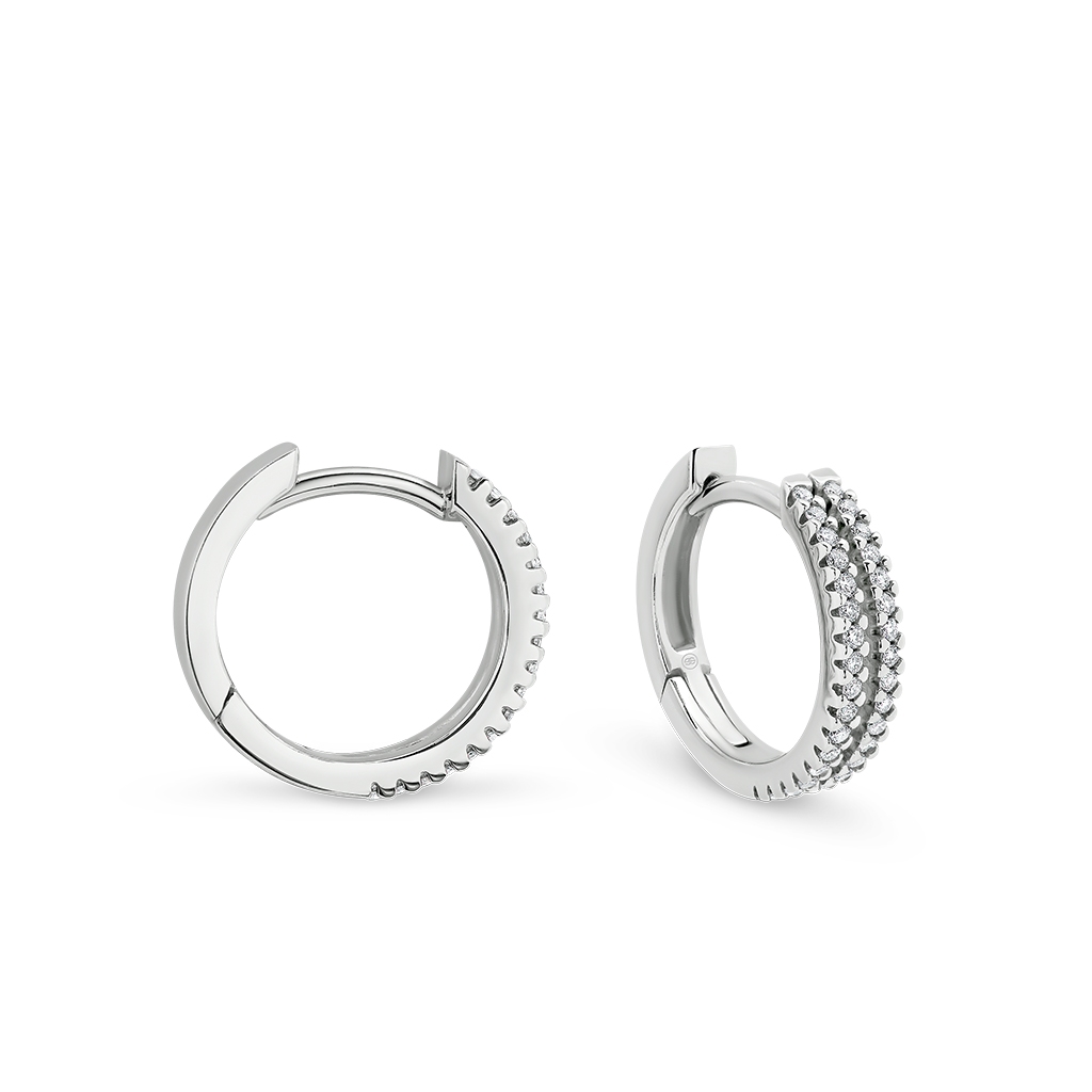 Two Row Classic Diamond Hoop Earrings