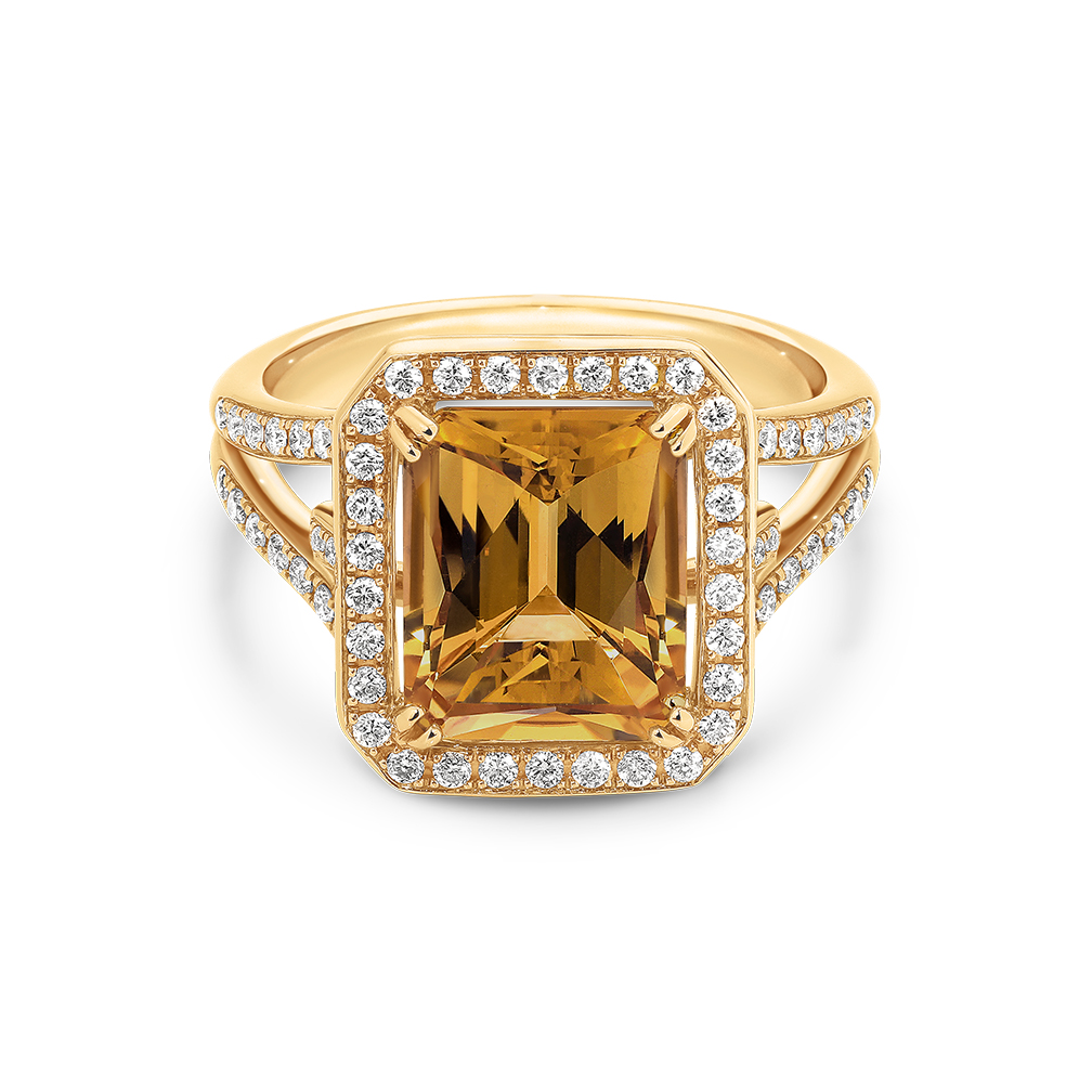 Tycoon 8 Citrine &#038; Diamond Cocktail Ring