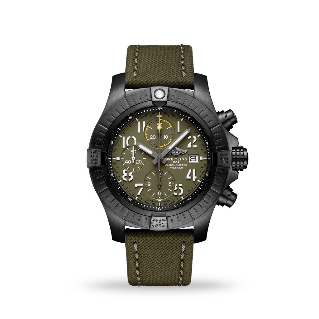 Breitling Avenger Chronograph 45mm Night Mission Calfskin Leather