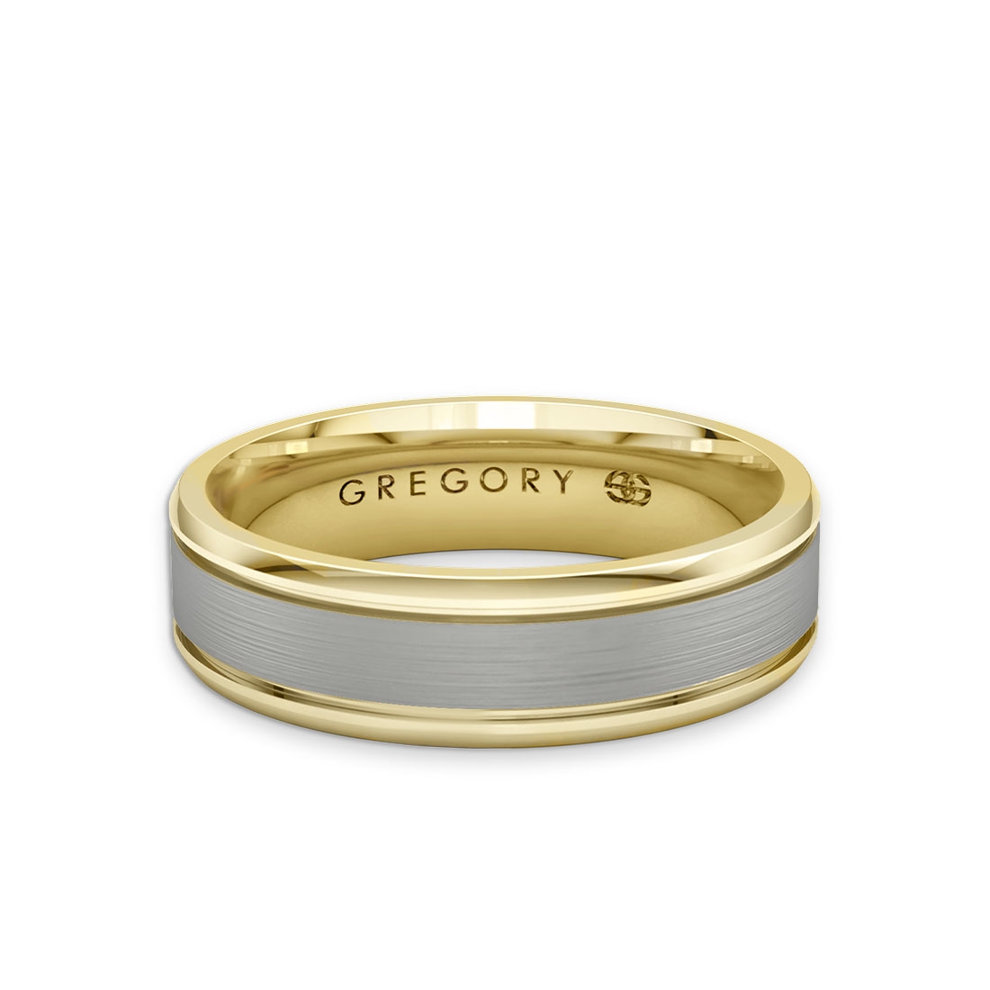 White &#038; Yellow Gold Modern Wedding Band