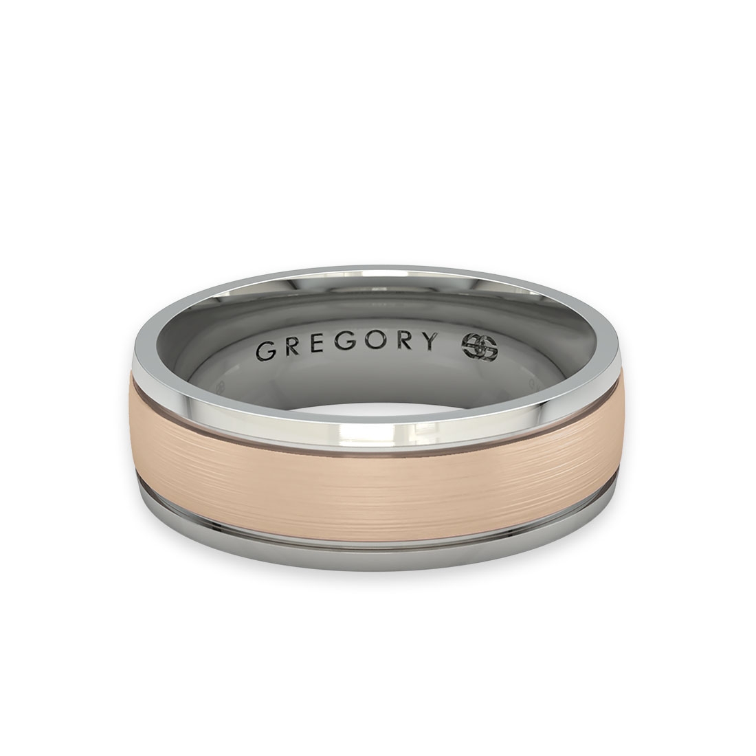 White &#038; Rose Gold Modern Wedding Band