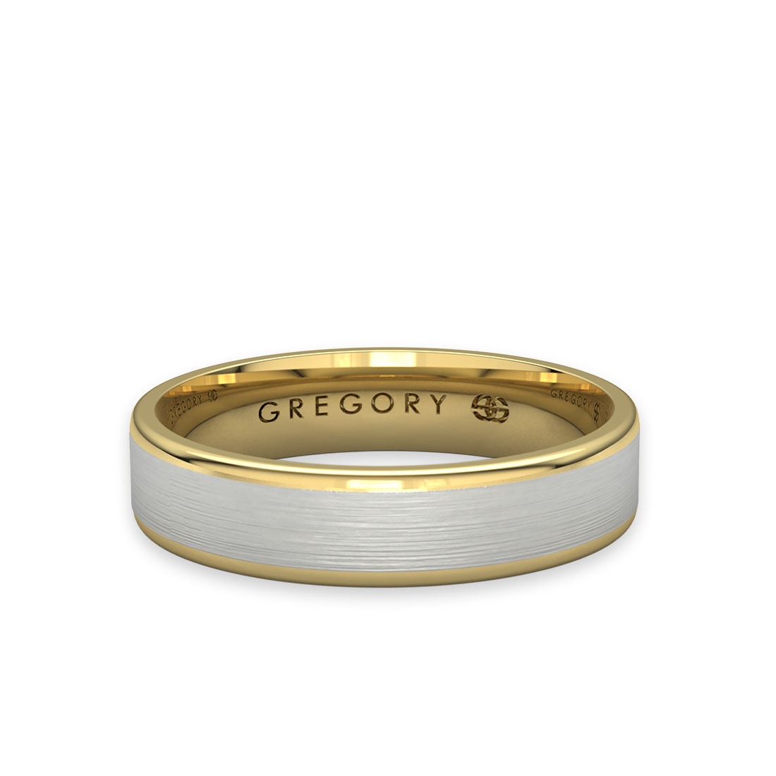 White &#038; Yellow Gold Modern Wedding Band