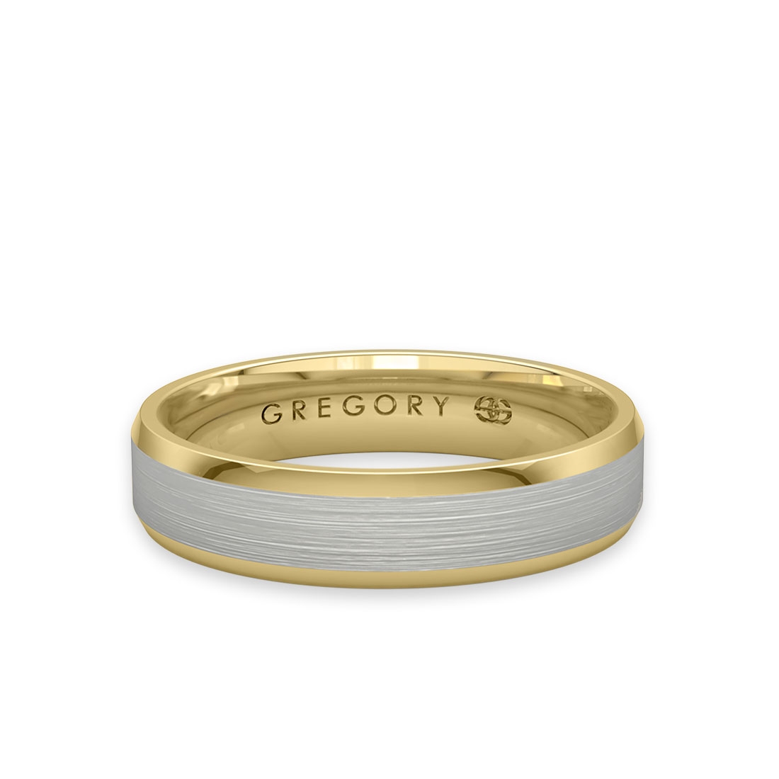 White &#038; Yellow Gold Modern Wedding Band