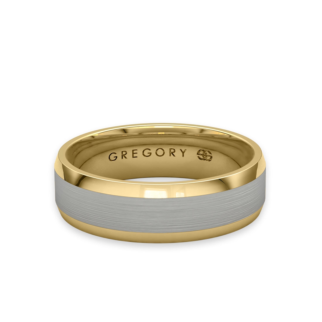 White &#038; Yellow Gold Modern Wedding Band