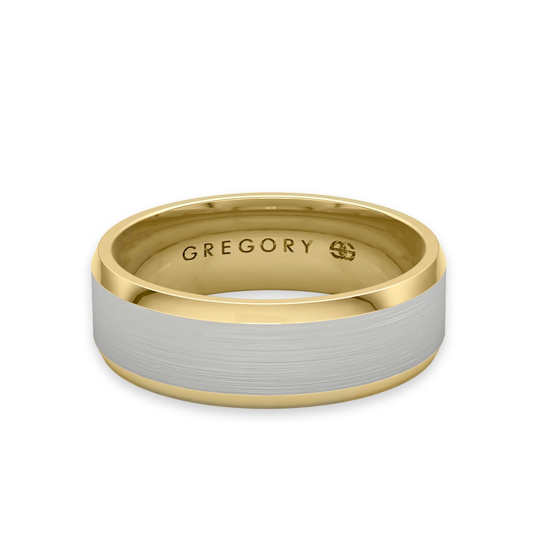 White &#038; Yellow Gold Modern Wedding Band