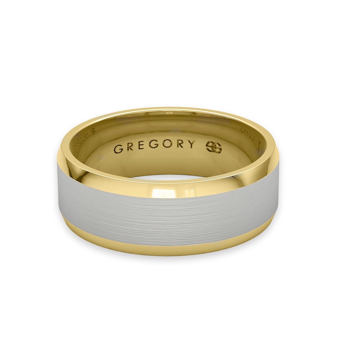 White &#038; Yellow Gold Modern Wedding Band