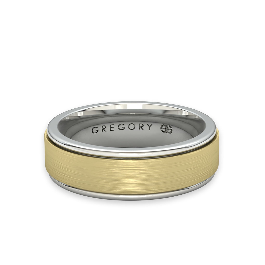 White &#038; Yellow Gold Modern Wedding Band