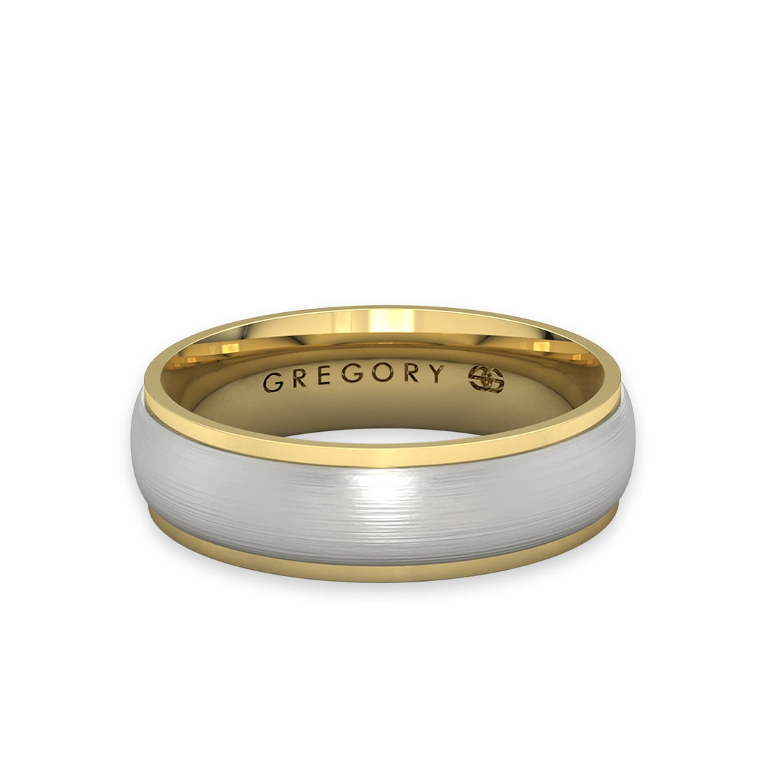 White &#038; Yellow Gold Modern Wedding Band