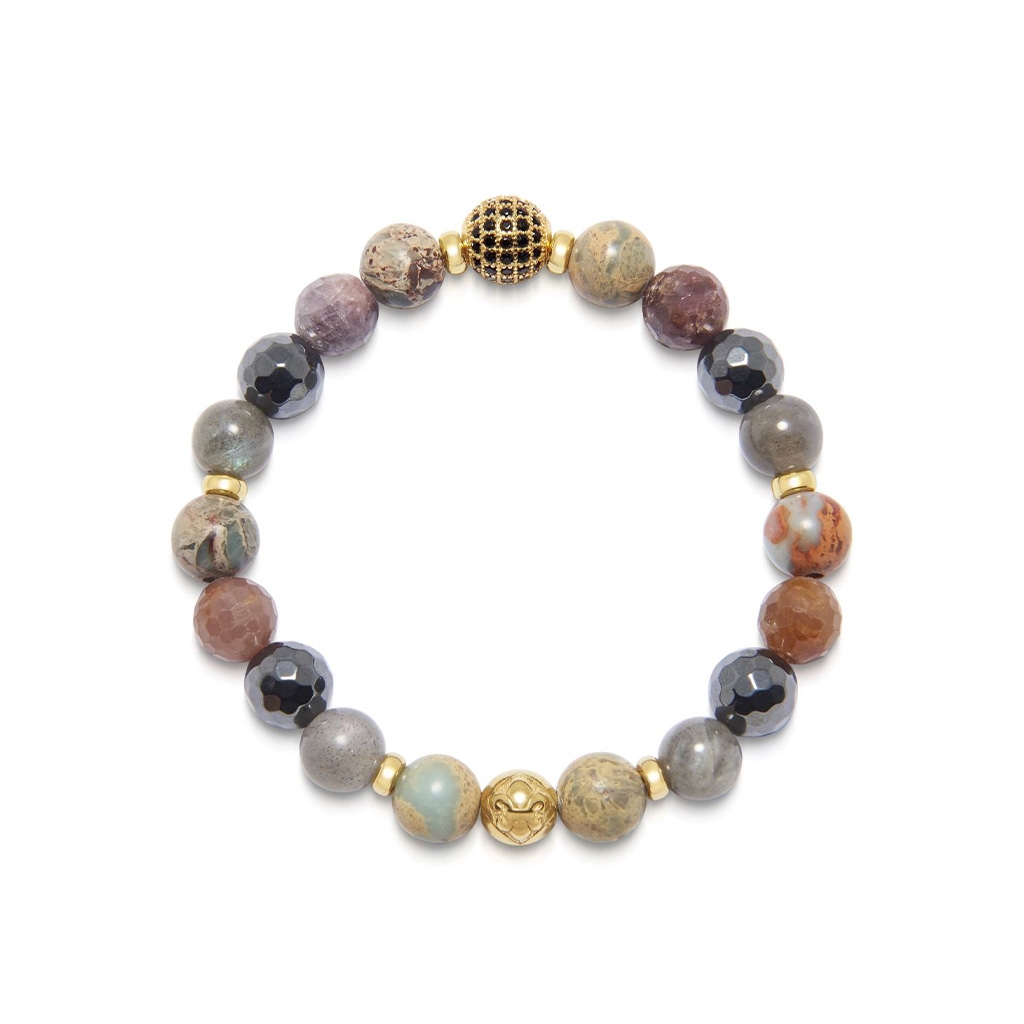 Nialaya Women&#8217;s Wristband with Hematite, Opal, Labradorite and Ruby