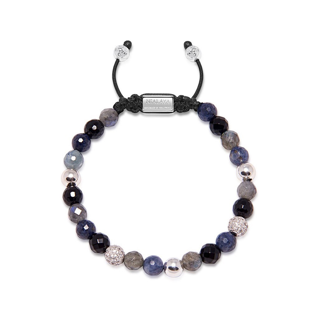 Nialaya Women&#8217;s Beaded Bracelet with Agate, Labradorite and CZ Stones