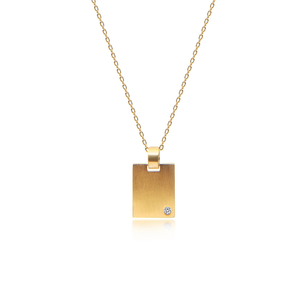 Nialaya Skyfall Gold Dog Tag Necklace