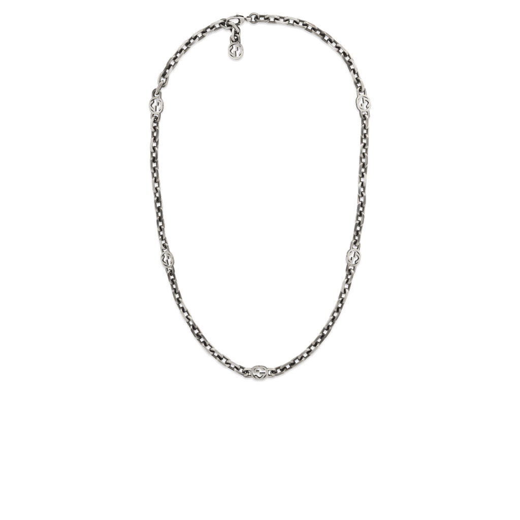 Gucci Interlocking G Necklace in Aged Silver