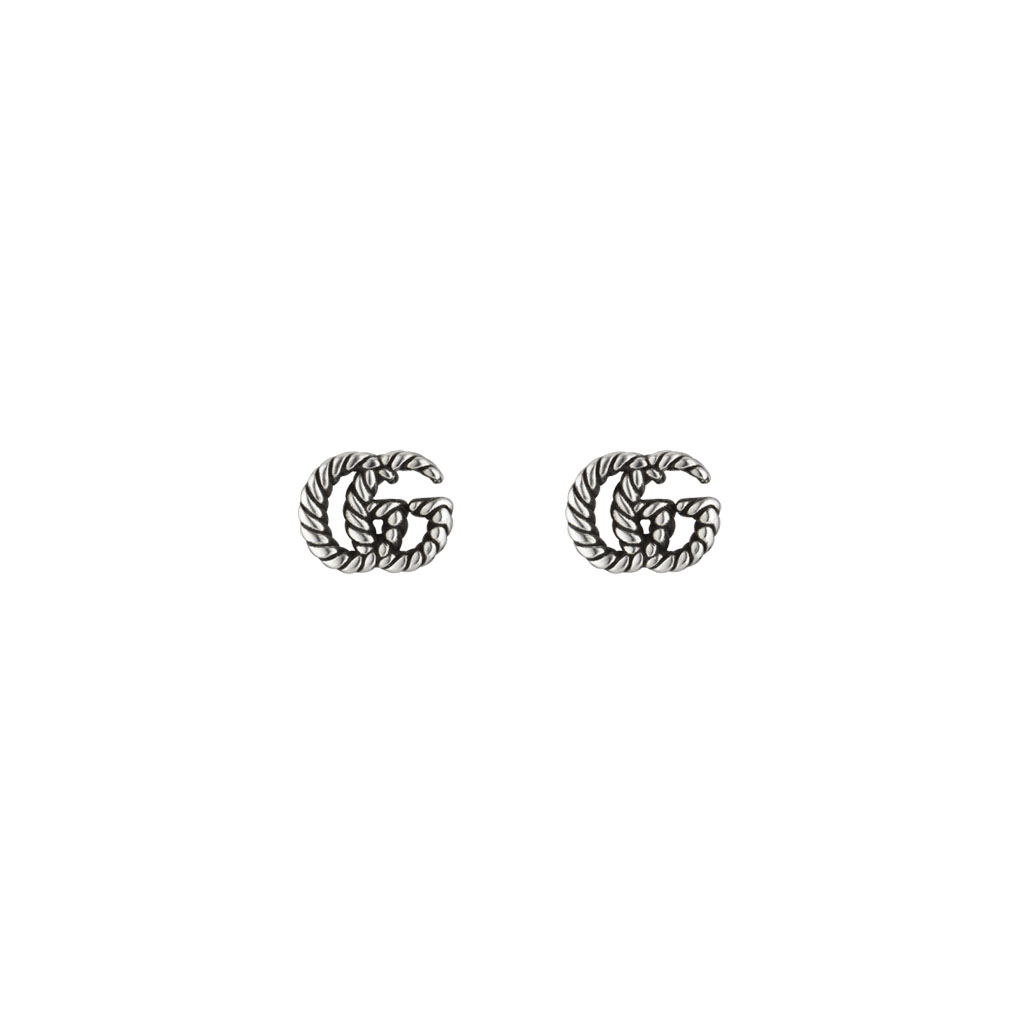 Gucci Double G Earrings in Aged Silver