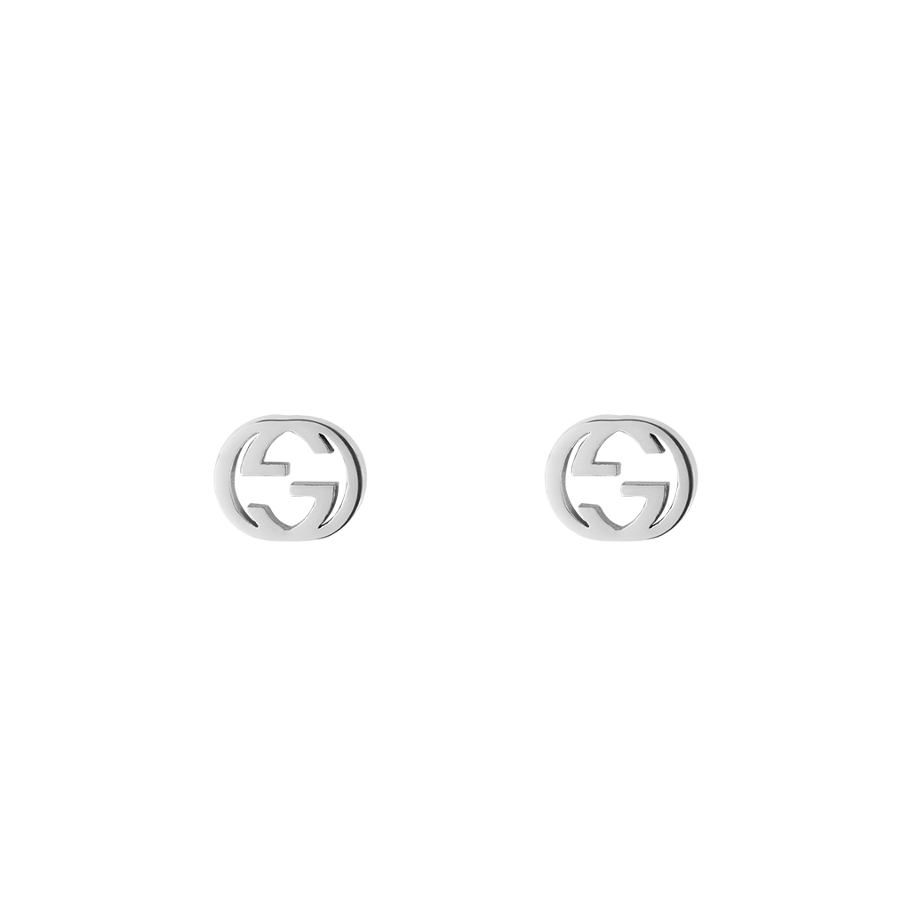 Gucci Interlocking G Stud Earrings in 18k White Gold